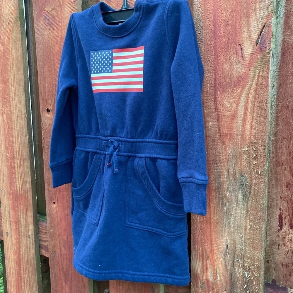 Polo Ralph Lauren Toddler Girls Navy American Flag Fleece Dress Size 3 3T